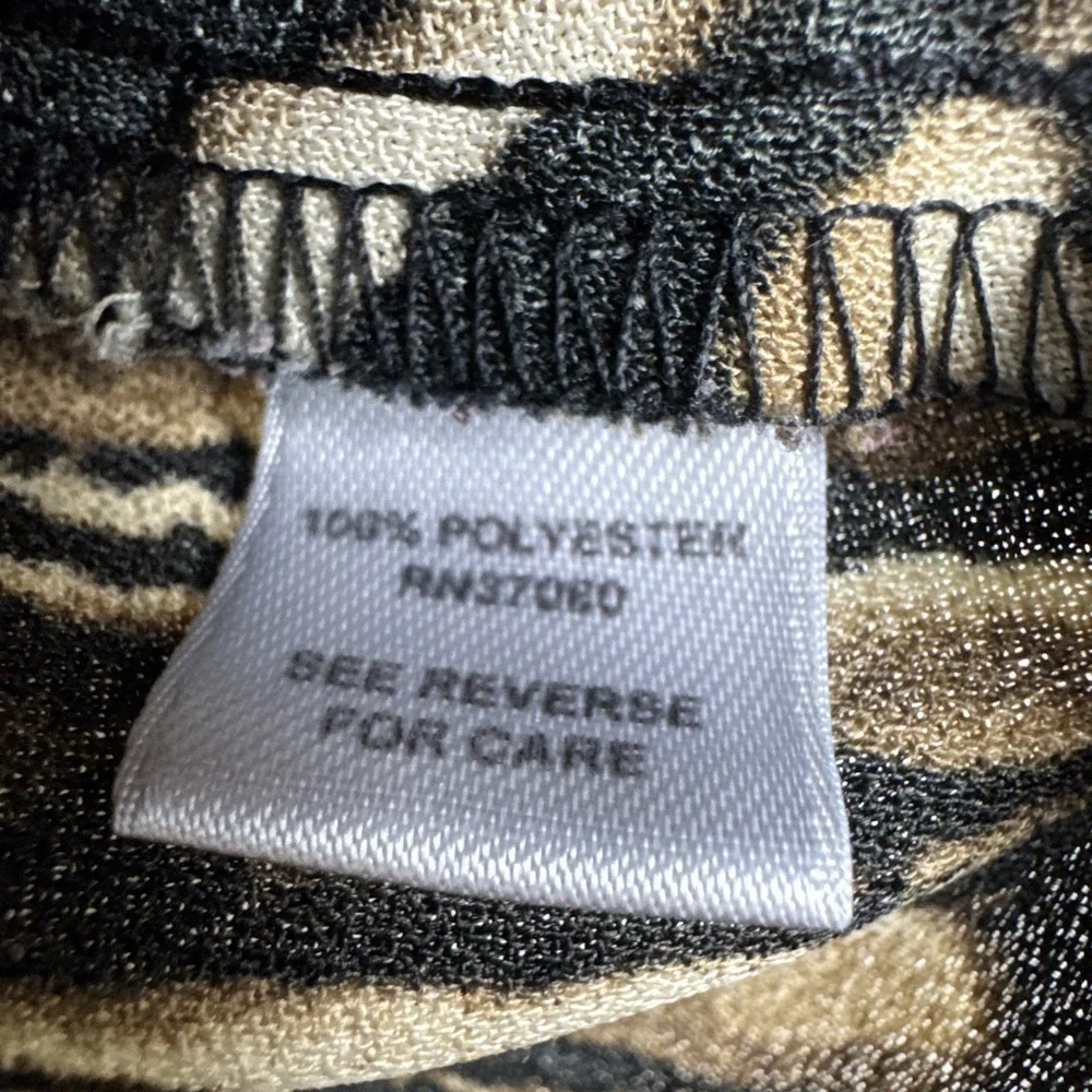 Y2K Blouse‎ Top Shirt Womens XL Brown Black Spiral V-Neck Silky Abstract Gothic - Picture 7 of 11